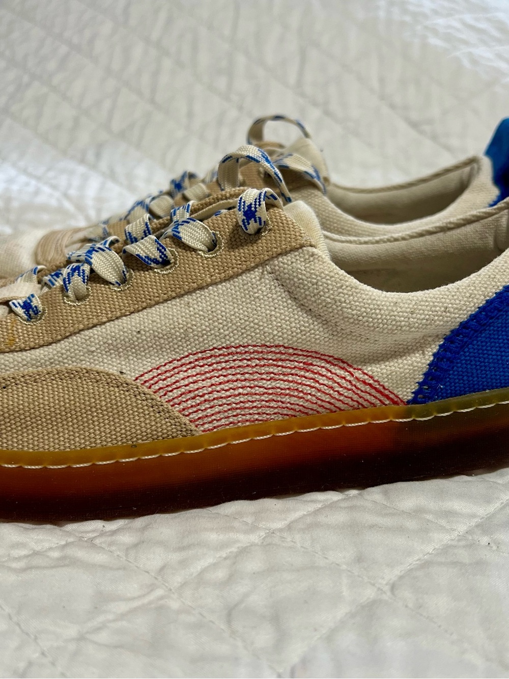 Everlane Natural Canvas Sneakers with Blue Accents